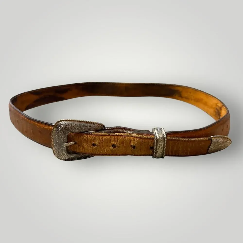 VTG TONY LAMA buckle belt brown leather western cowboy Size 36